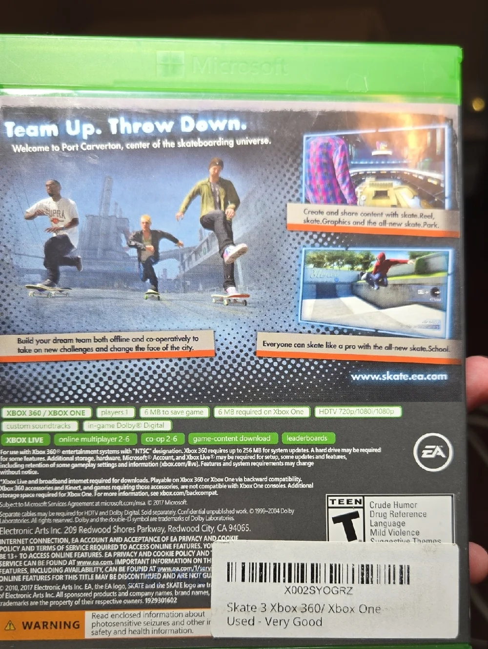 Skate 3 For XBOX One And 360 Used